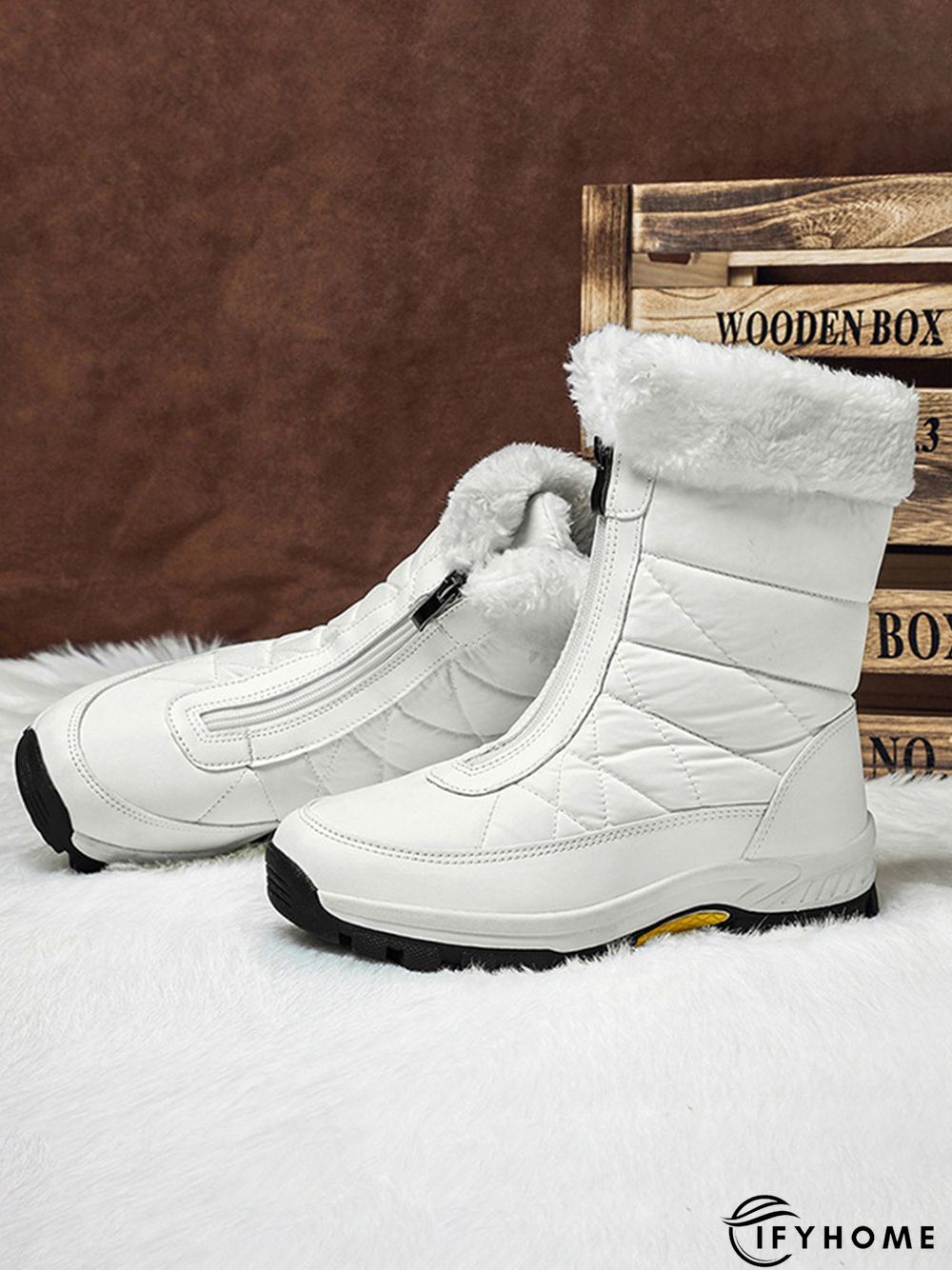 Winter Front Zip Thermal Lined Outdoor Snow Boots | IFYHOME
