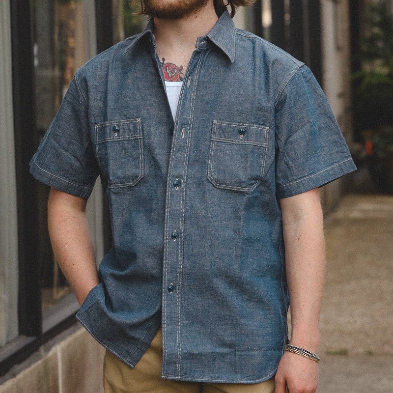 Men's 10oz Blue Denim Short Sleeve Shirt