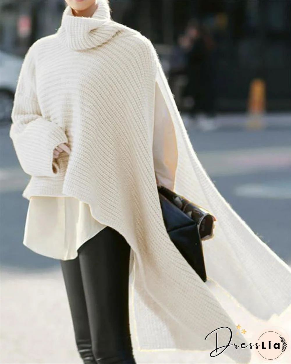 Turtleneck Sweater Knit Pullover Loose Windbreaker