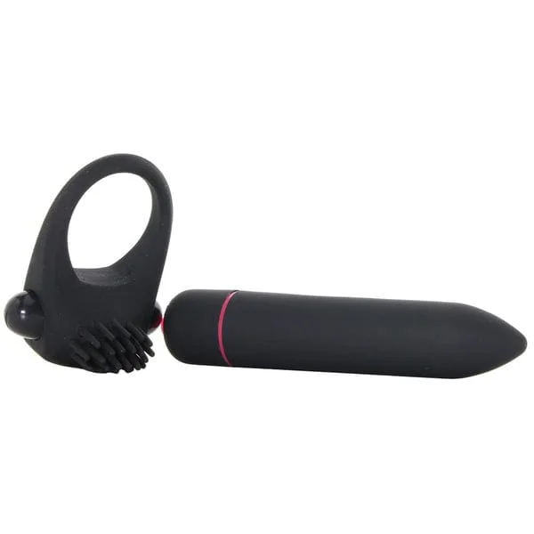 Pornhint Intense Cockring And Bullet 10 Function Bullet Waterproof Black