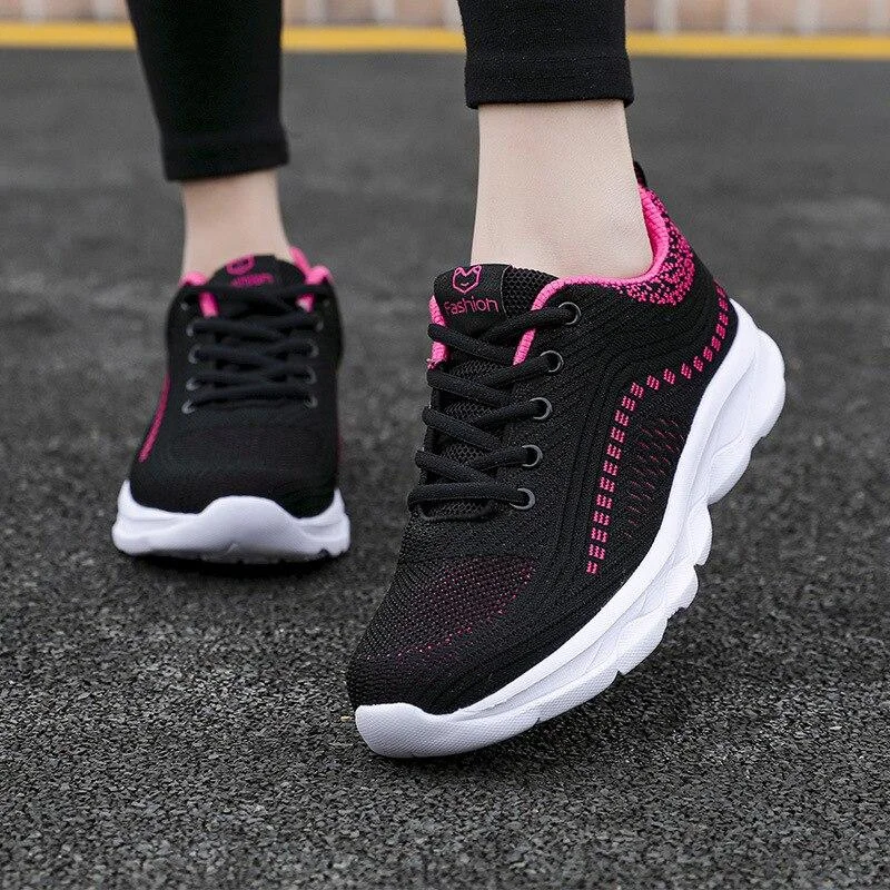 Platform Lace-up Mesh Breathable Comfortable Casual Shoes Women Sneakers Plus Size