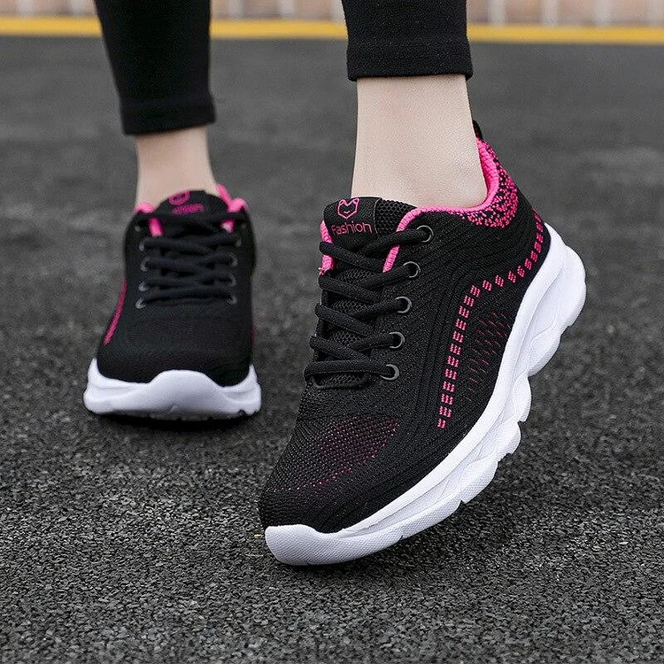 platform lace-up mesh breathable comfortable casual shoes women sneakers plus size 2021 QueenFunky