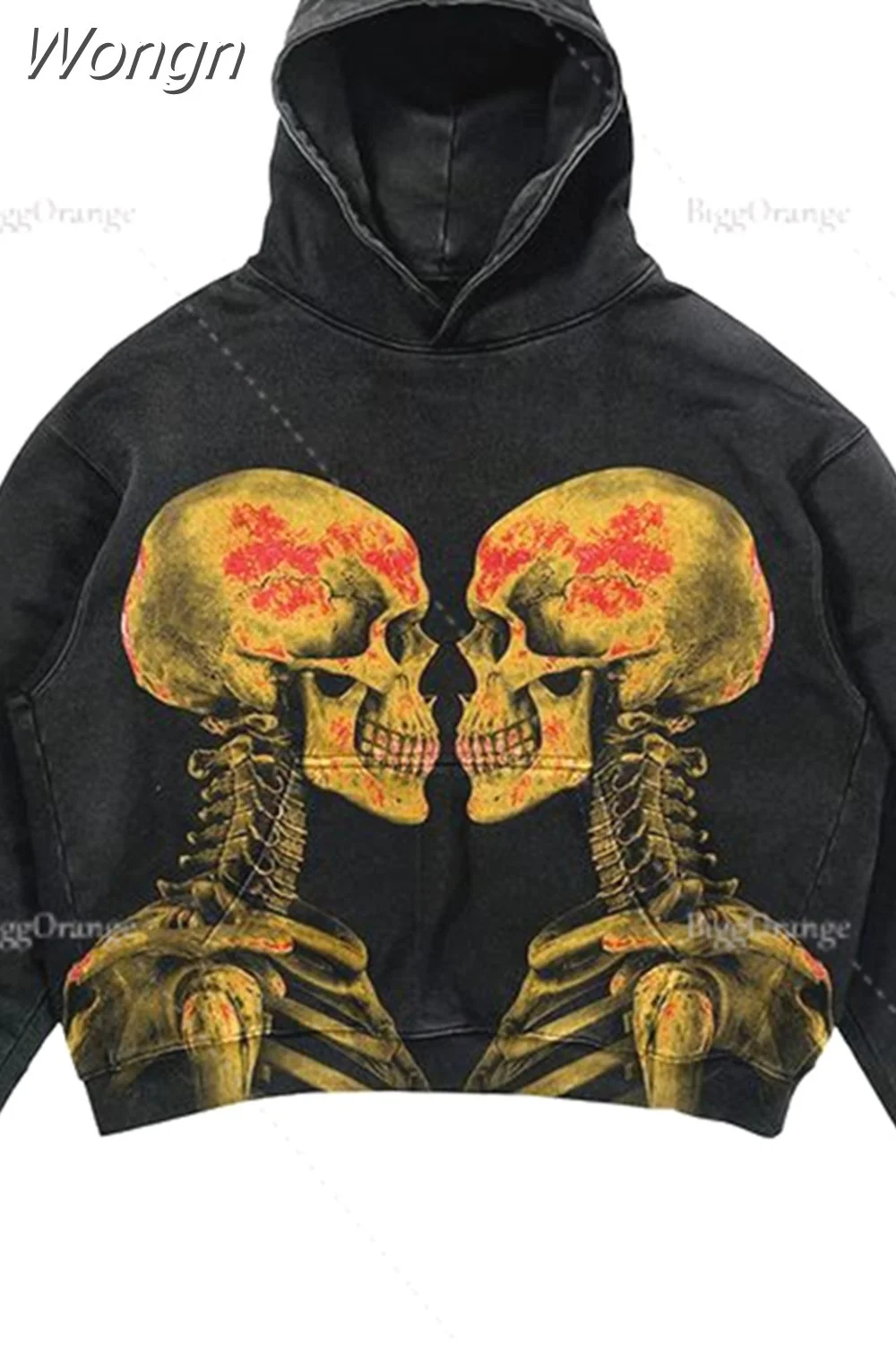 Wongn Gothic Punk Ninja Print Long Sleeve Women Hoodies Couples Hip Hop Streetwear Y2k Grunge Loose Fashion Oversized Hoodie 217-1