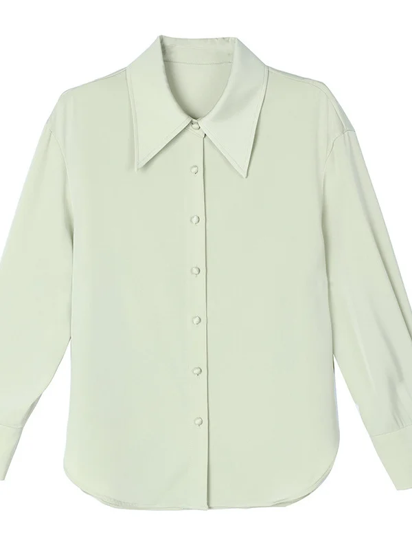 Athvotar Athvotar New Spring Day Overture White Long-Sleeved Set Of Sleeves Of The Maid's Spring Temperament OL Shirt