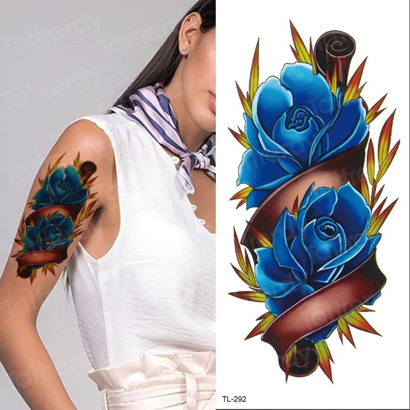 waterproof tattoo temporary sticker tattoo flower water transfer rose temporary tattoos on the body art girls bikini stickers