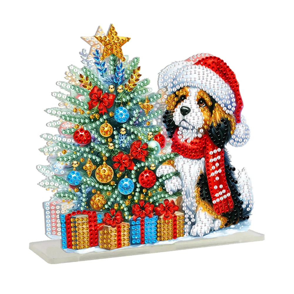 DIY Christmas Dogs Acrylic Double Sided Diamond Painting Paper Towel Holder