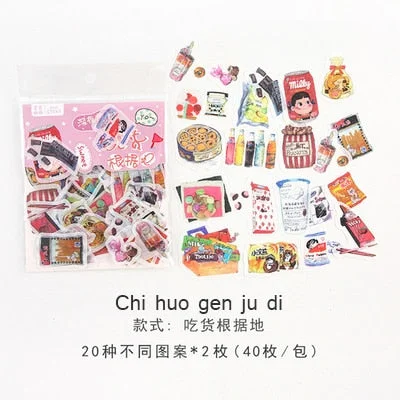 40sheets Cartoon Cute Stickers Diary modelling stickers Basic Decor Adhesive Sticker journal stickers School Stationery