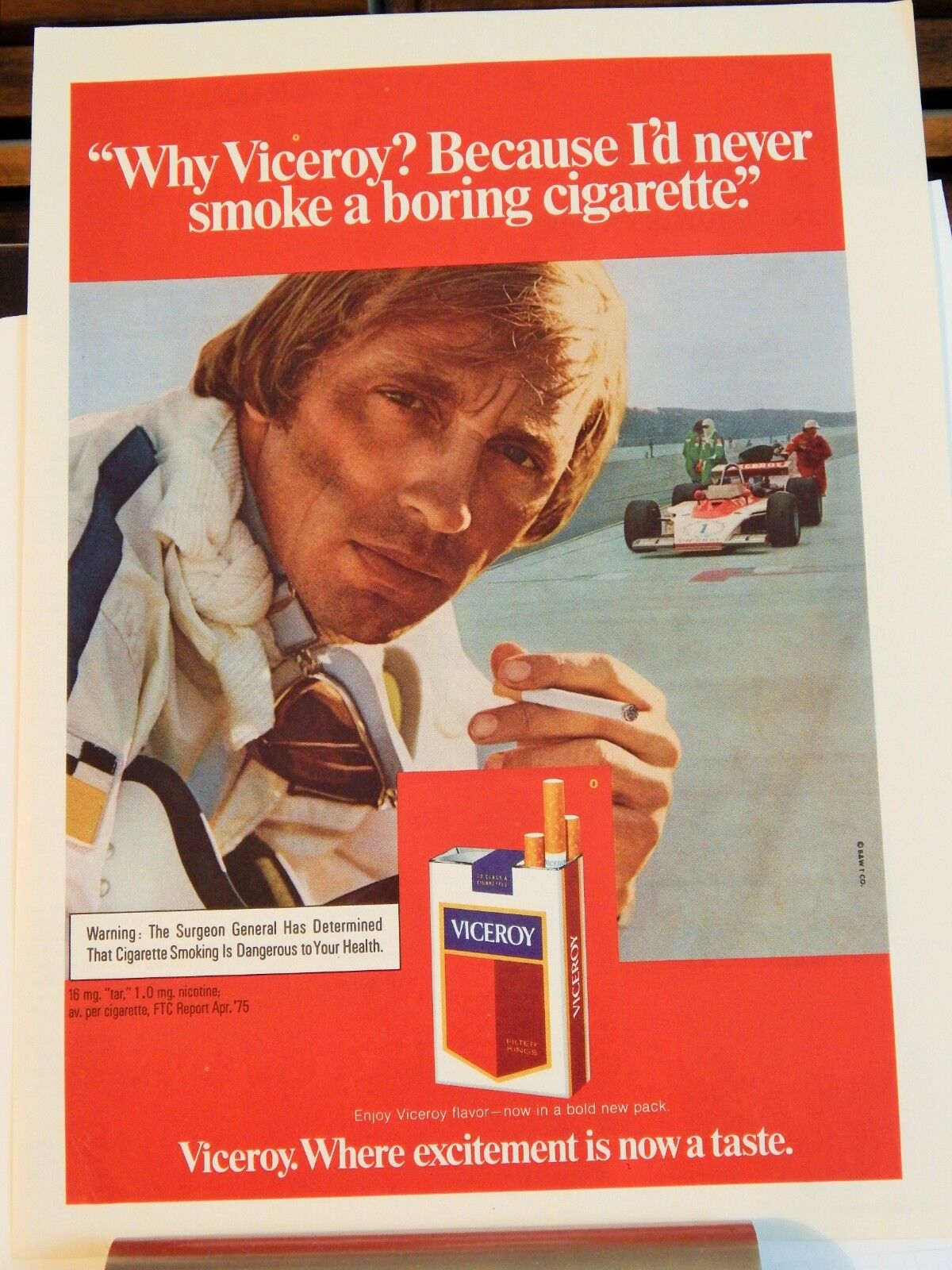 VICEROY CIGARETTE / BIC VENTURI SPEAKER ORIGINAL VTG 1975 Photo Poster painting AD, COLLECTIBLE