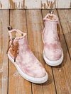 Casual Lace-up Decor Fringe High Top Canvas Shoes with Side Zip
