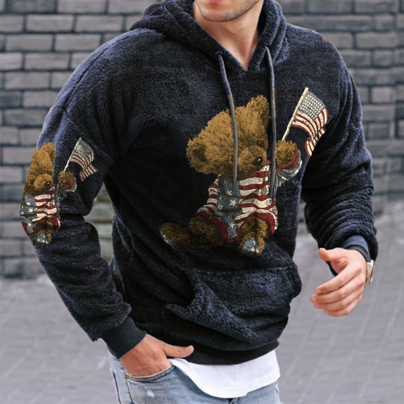 Men's Teddy Bear Lamb Wool Fit Hoodie