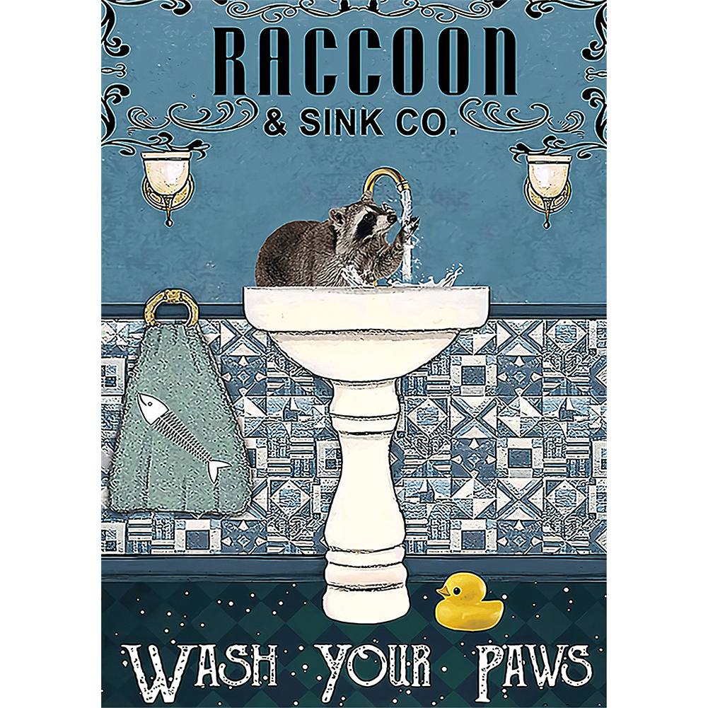 

Wacky Bathroom Raccoon - Round Drill Diamond Painting - 30*40CM, 501 Original