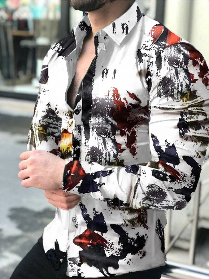 men's printed casual long sleeves