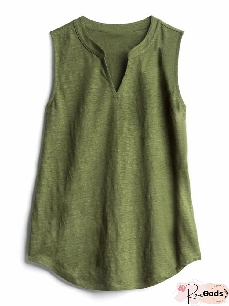 Plus Size V-Neck Sleeveless Solid Tank Top