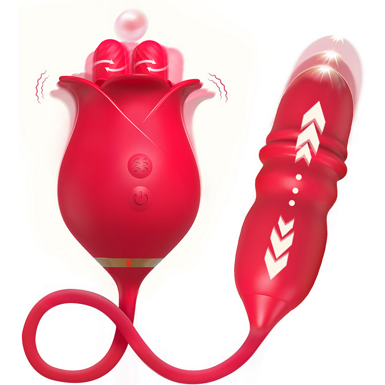 Romeo 2.0 Version Double-pistil Tongue-licking & Thrusting Rose Vibrator
