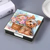 PU Dog Flower Diamond Painting Notecard Box with 160 Sheets of Paper