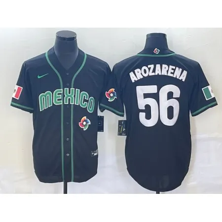 Men's Mexico Baseball #56 Randy Arozarena 2023 Black World Baseball Classic Stitched Jersey XHLU