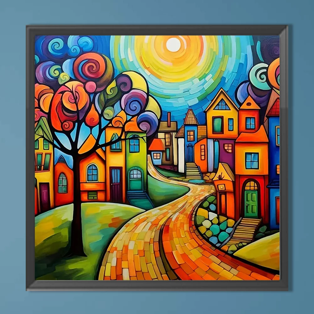 Diamond Painting - Full Round Drill - Colorful House(Canvas|40*40cm)