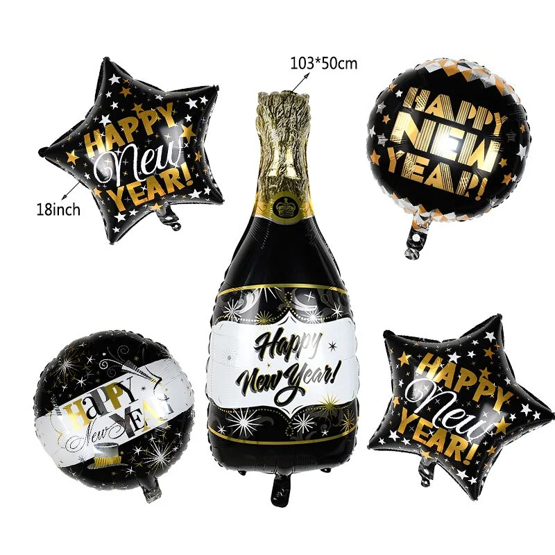 2022 Happy New Year Gold Number Foil Balloons Paper Banner Navidad New Year Eve Christmas Party Decoration Cupcake Toppers