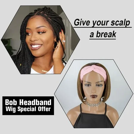 WEQUEEN Straight Headband Wig Package & Braided Lace Front Wig