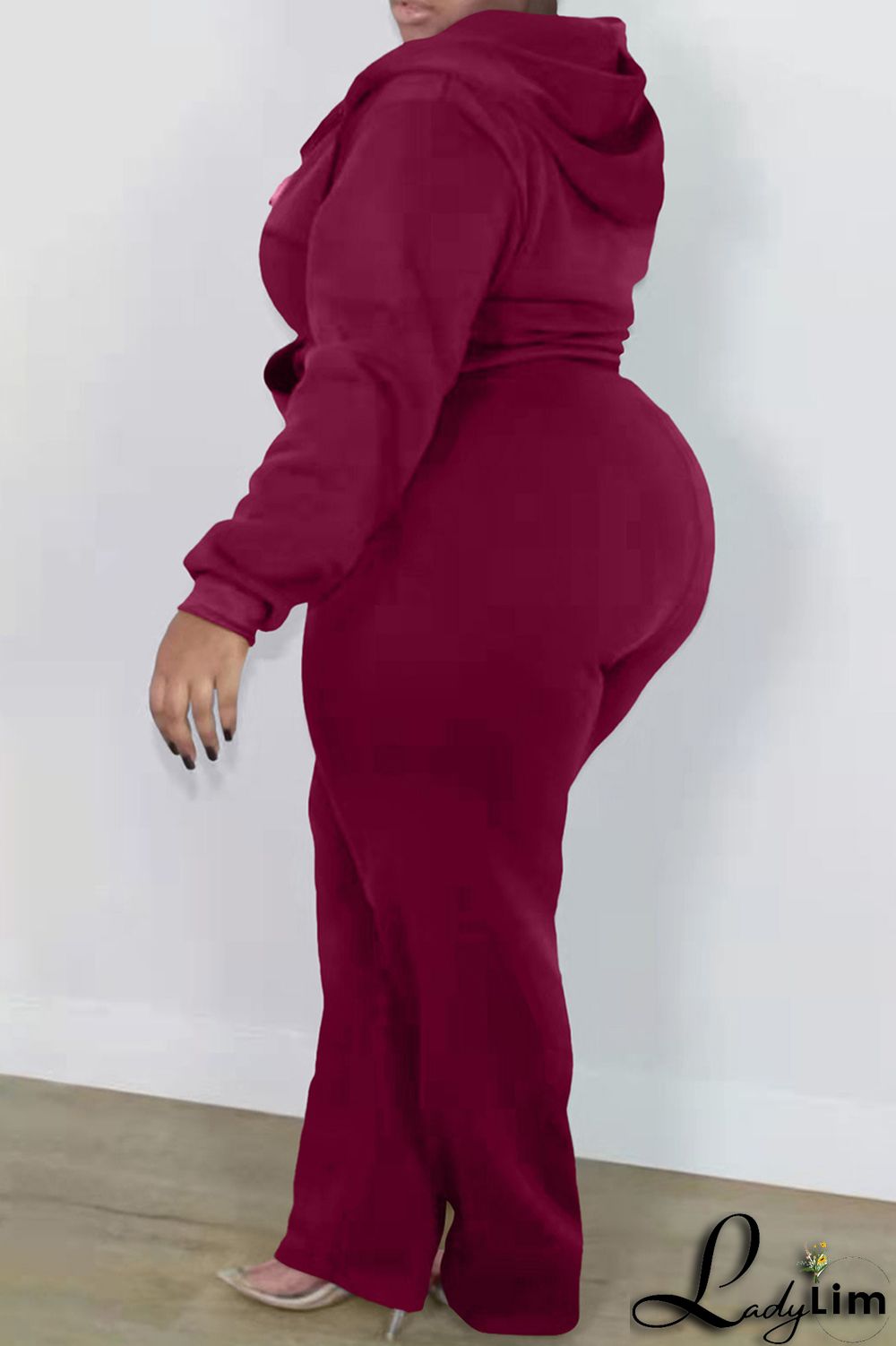 Black Fashion Casual Letter Print Basic Hooded Collar Plus Size Two Pieces