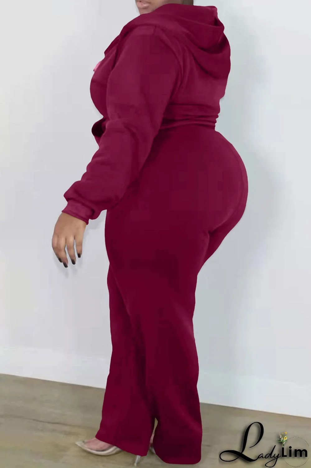 Black Fashion Casual Letter Print Basic Hooded Collar Plus Size Two Pieces