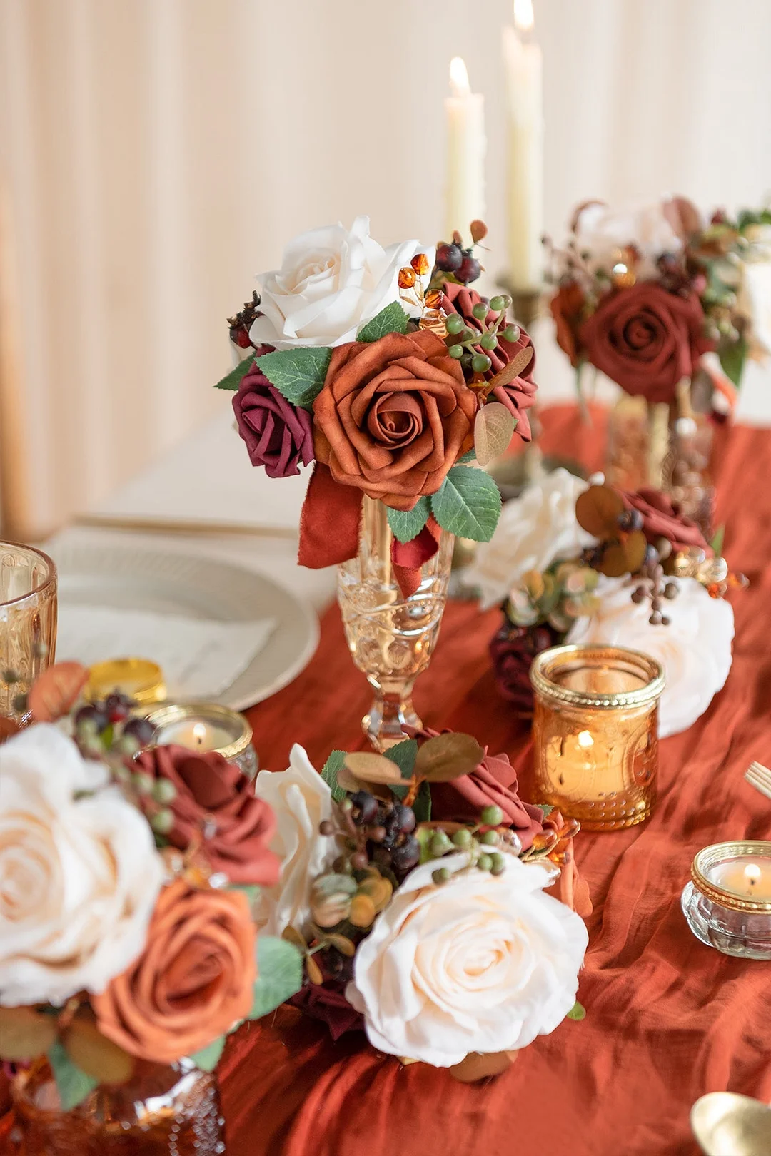 Mini Bouquet Centerpiece Set in Sunset Terracotta