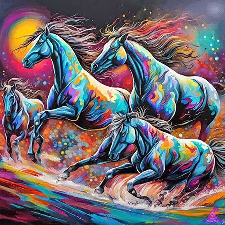 Horse 40*40CM (Canvas) Full Round Drill Diamond Painting gbfke