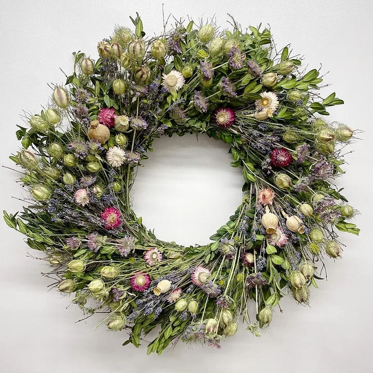 Wonderful Spring Summer And Fall Natural Wreath - Dried Flower Wreath