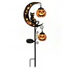 Solar Powered Black Cat & Pumpkin Moon Stake Light Weatherproof Moon Cats LED Stakes Light Auto On/Off Halloween Decorations Solar Lamp for Outdoor Patio Pathway Yard Lawn Decors
