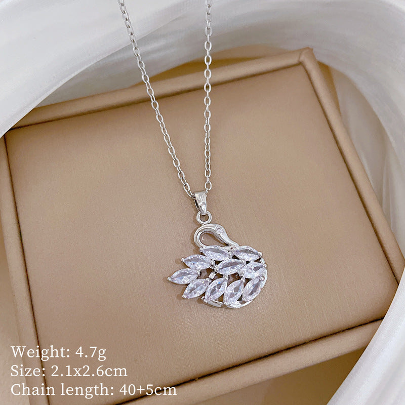 Copper Micro-Inlaid Cross Fashionable And Gorgeous Full Diamond Necklace For Women All-Match Clavicle Chain Titanium Steel