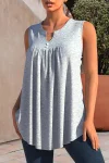 Plus Size Split Neck Decorative Button Tank Top