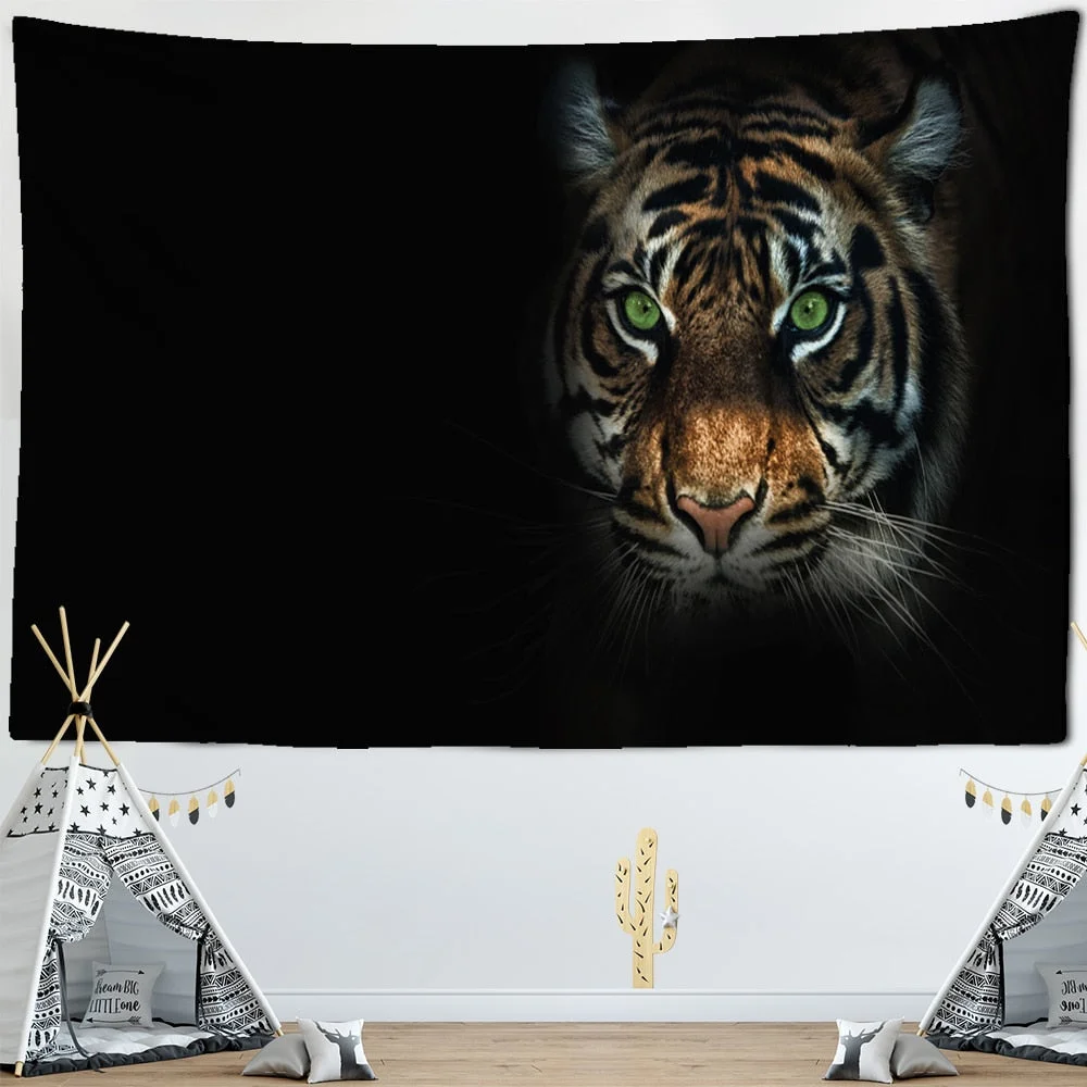 Tiger Animal Tapestry Wall Hanging Witchcraft Tapestry Hippie Dormitory Decoration Psychedelic Wall Tapestry Mandala Tapestry