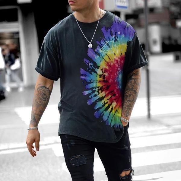 Mens Vintage round neck printed short-sleeved t-shirts