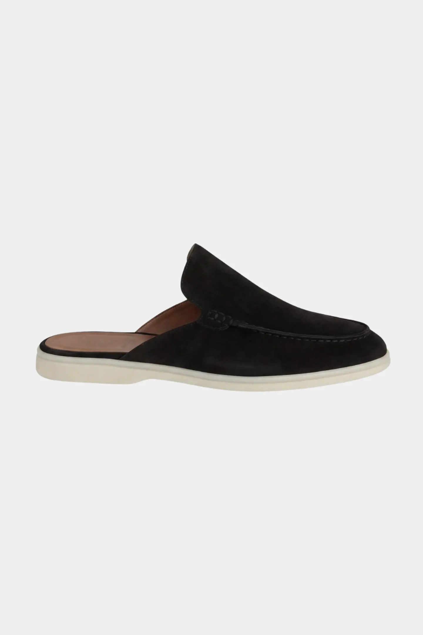 Men's Leather Slip-On Mules &ndash; Yacht Loafers &ndash; Black