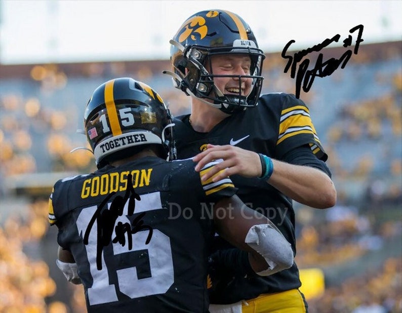 Spencer Petras & Tyler Goodson Signed Photo Poster painting 8X10 rp Autographed Iowa Hawkeyes