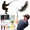 Fishing Lures Kit with Jig Heads Hooks Soft Worm Bait Lures for Bass Pike Crank