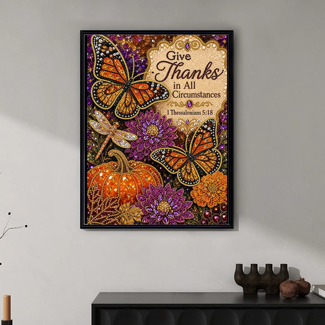 Butterfly Pumpkin Thanks Diamond Painting Kits for Adults Beginners 30x40cm