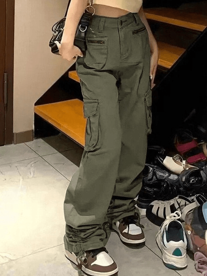 Vintage Green Straight Leg Cargo Jeans