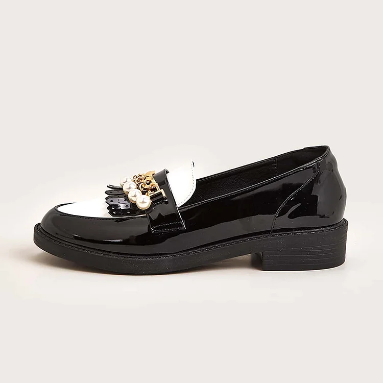 Black & White Patent Vintage Buckle Pumps Vdcoo