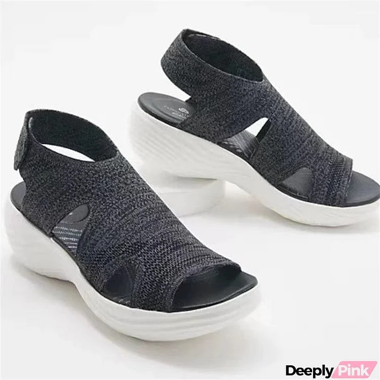 Women's Casual Cozy Thick Sole Peep Toe Mesh Beach Sandals