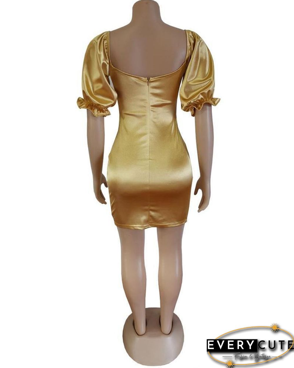 Solid Open Back Bodycon Dress