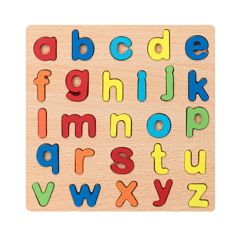 Wooden Colorful Alphabet Number Cognitive Matching Puzzle Kids Toys