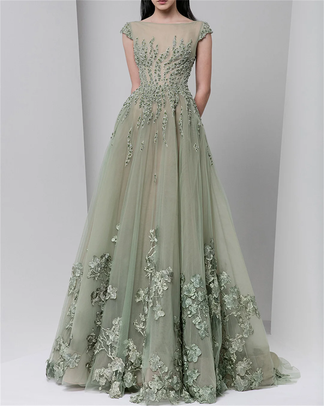 Women's Light Green Embroidered Dress