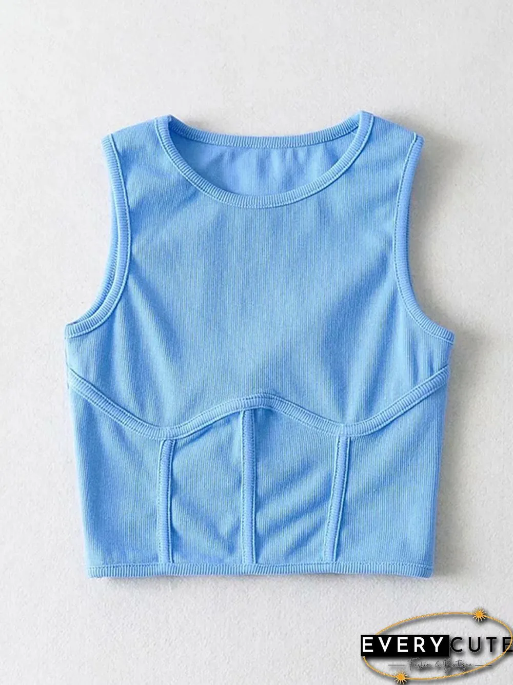 Summer Womens Streetwear Corset Crop Top Elastic Cotton Sleeveless O-Neck Solid Sexy Tank