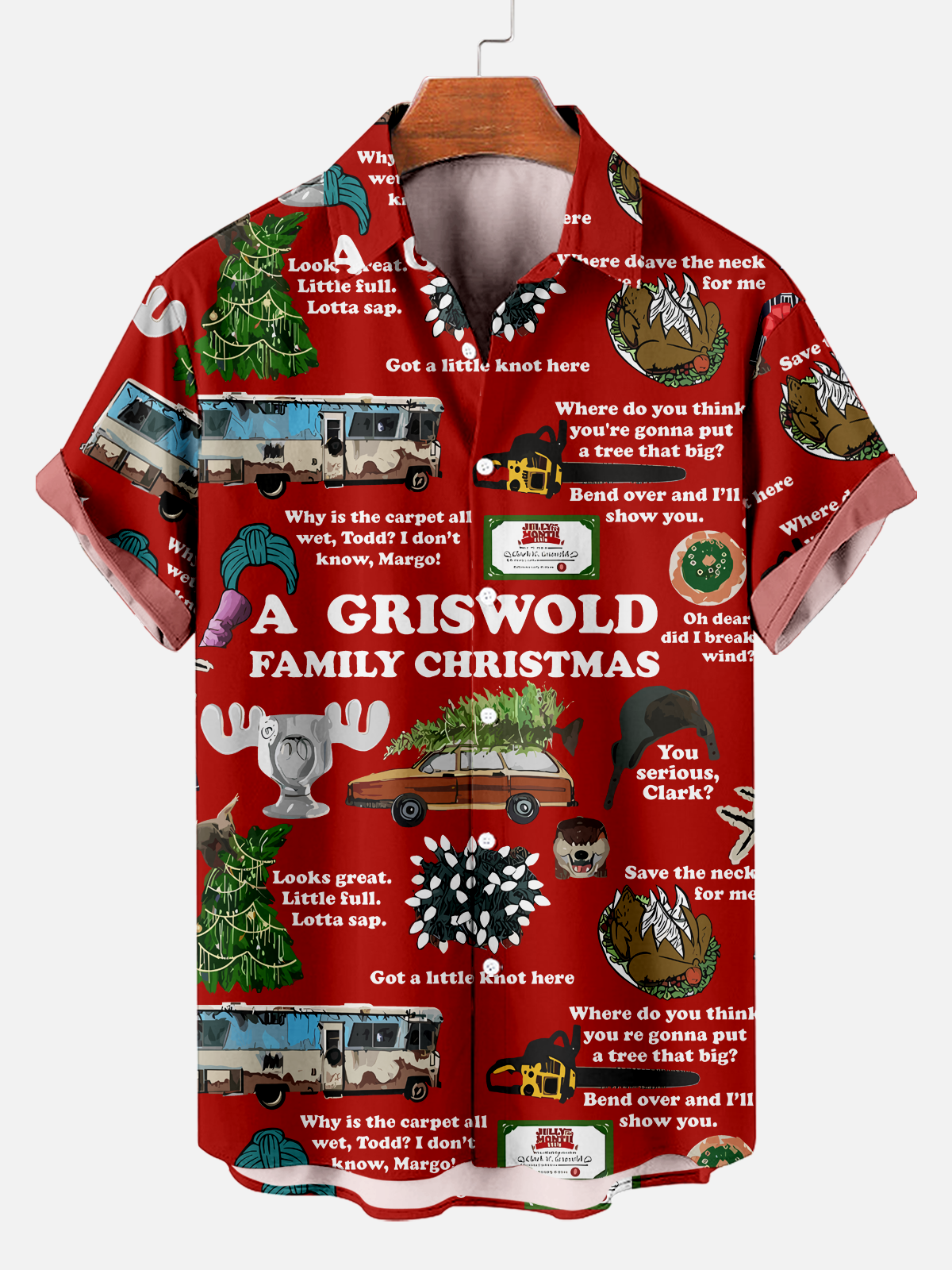 Men's Classic Christmas Retro Car Print Shirt PLUSCLOTHESMAN