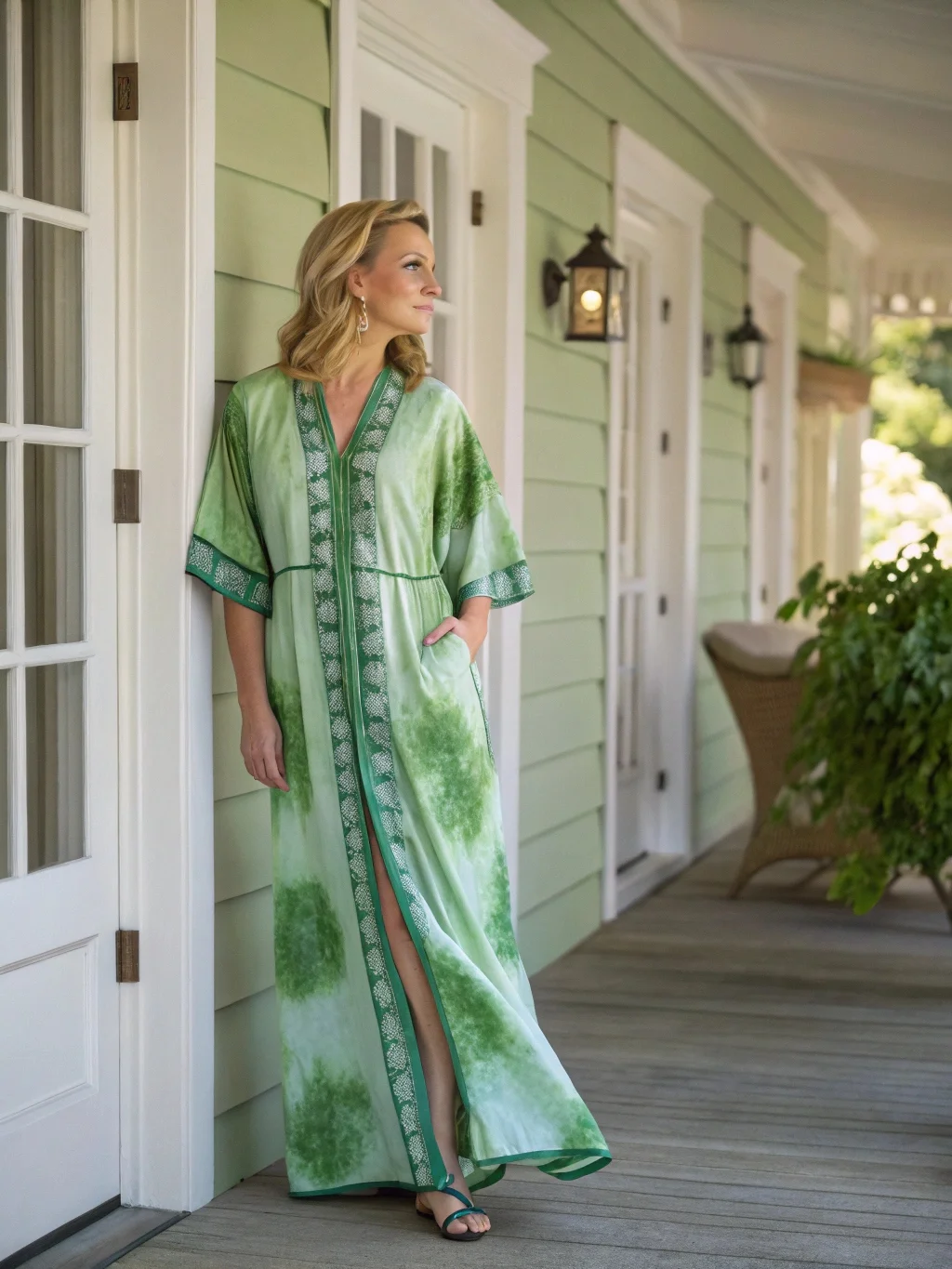 Tie Dye Pinted Zippered Cotton Robe