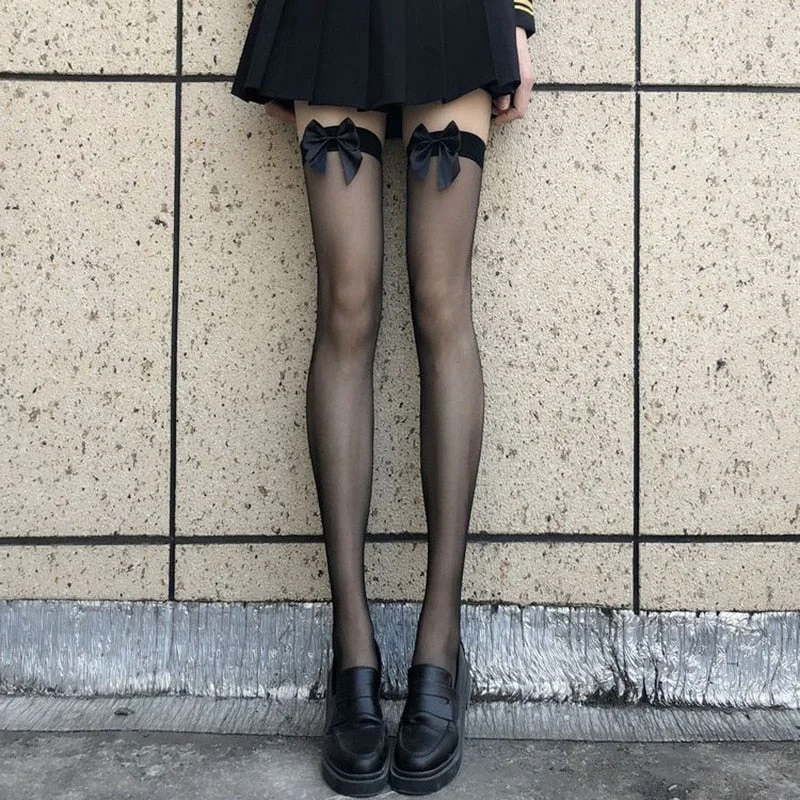 Lourdasprec Lolita Socks Women Sexy Lace Stockings Thigh High Over Knee Socks Nylon Long Socks Hosiery Anime Bow Stockings High Quality