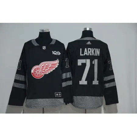 Detroit Red Wings #71 Dylan Larkin Black Men's 1917-2017 100th  Anniversary   Stitched NHL Jersey