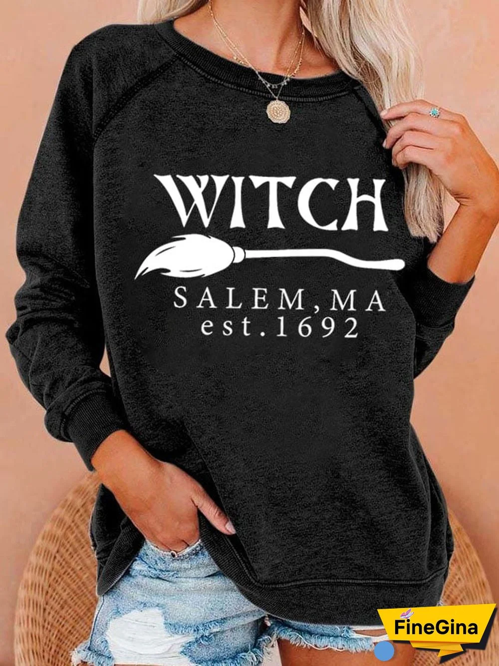 Women's Salem Broom Co 1692 Print Casual Sweatshirt