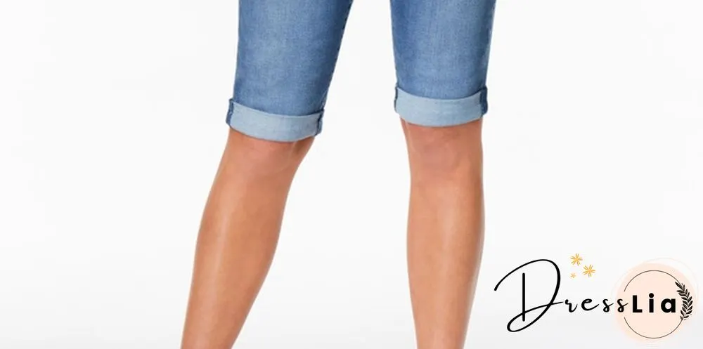 Style & Co Women's Curvy Denim Bermuda Shorts Turq/Aqua Size 4